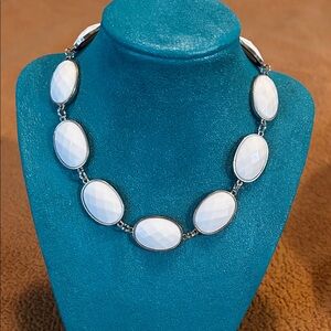 White Oval Stone Necklace